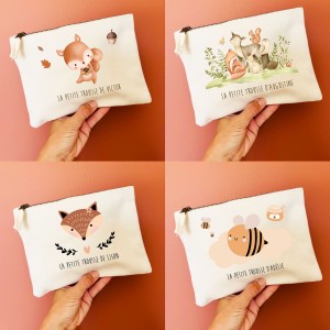 Trousse en coton écrue personnalisable différents motifs au choix - Sweet Chic Accessoires