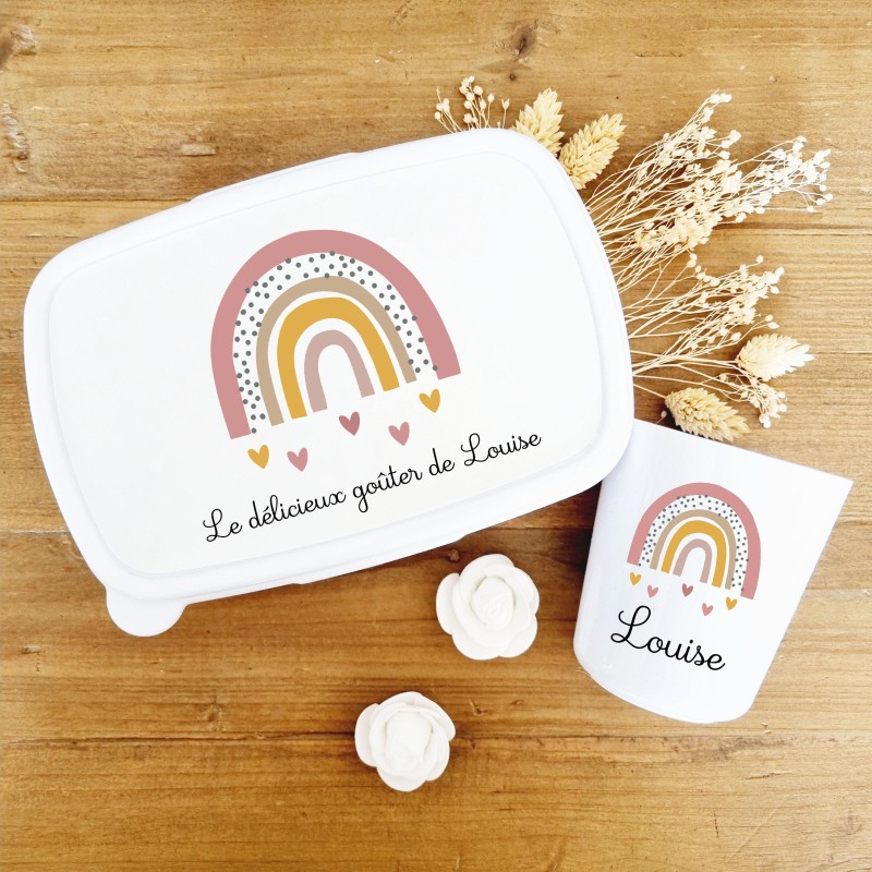 Set goûter personnalisé enfant – Arc-en-ciel
