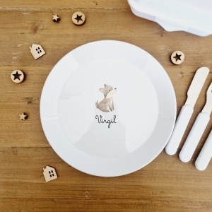 Assiette polymère enfant personnalisée – Collection Animaux de la Forêt – Sweet Chic Accessoires
