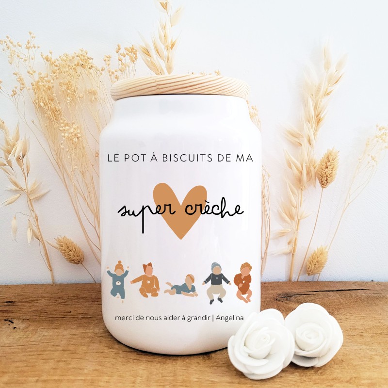 Pot à biscuits Crèche/Cadeau fin d'année/cadeau pour crèche/cadeau pour Mam/remerciement crèche/cadeau fin d'année/pot à biscuit