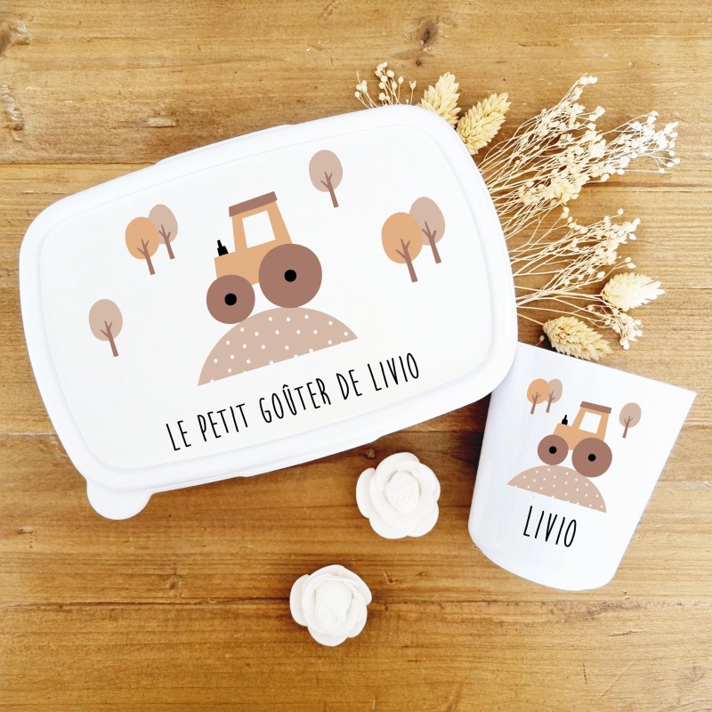 Set goûter personnalisé enfant – Thème Tracteur & prénom