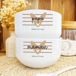 Bol personnalisé Papa & Maman avec prénoms des enfants - cadeau fête des mères et fête des pères