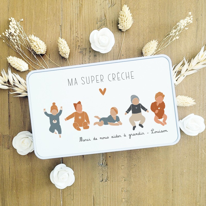 Boite Métal personnalisable - cadeau super crèche - super MAM