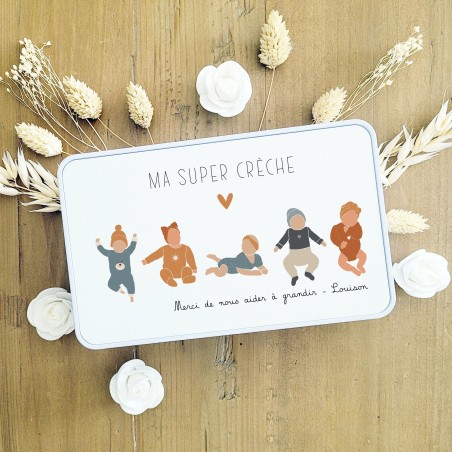 Boite Métal personnalisable - cadeau super crèche - super MAM