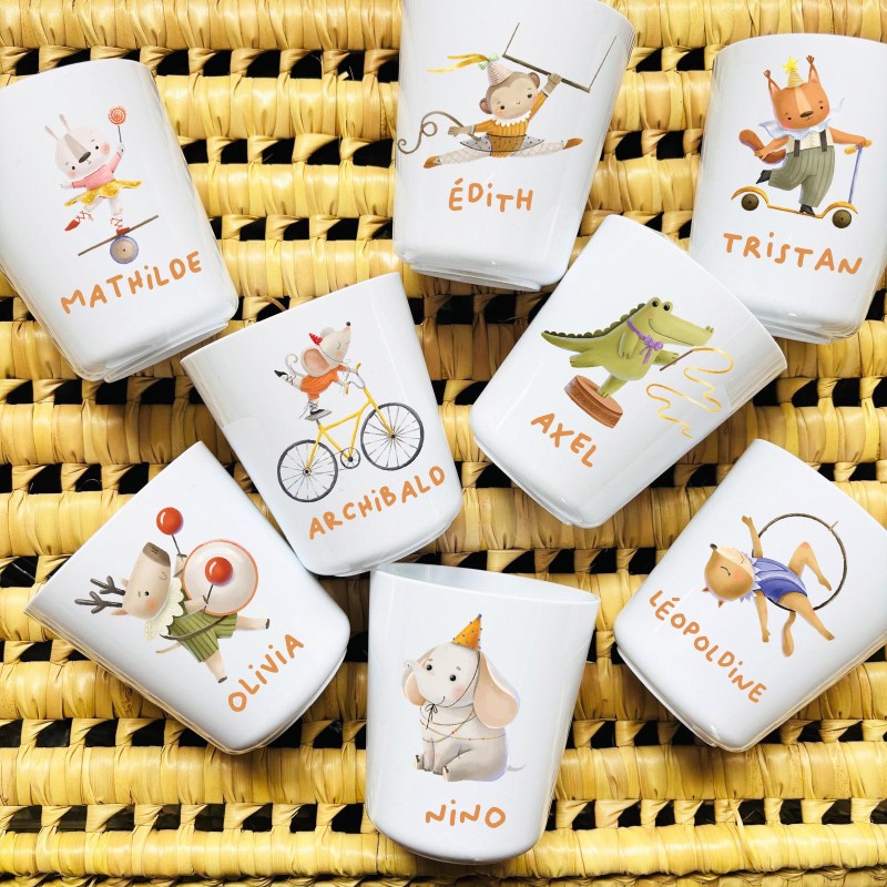 Gobelet personnalisé enfant – Collection Cirque & prénom