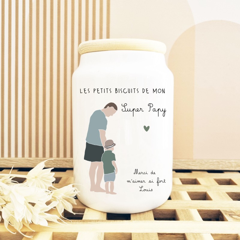 Pot à biscuits personnalisé – Super Papy, Papa, Tonton
