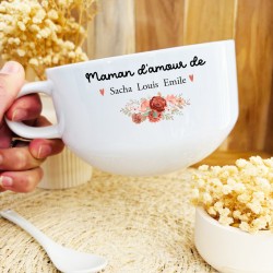 bol personnalisé maman d'amour fleurs
