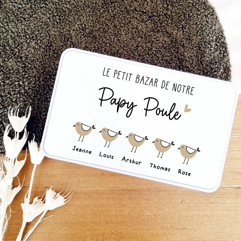 Boîte en métal personnalisée – Papa Poule / Papy Poule