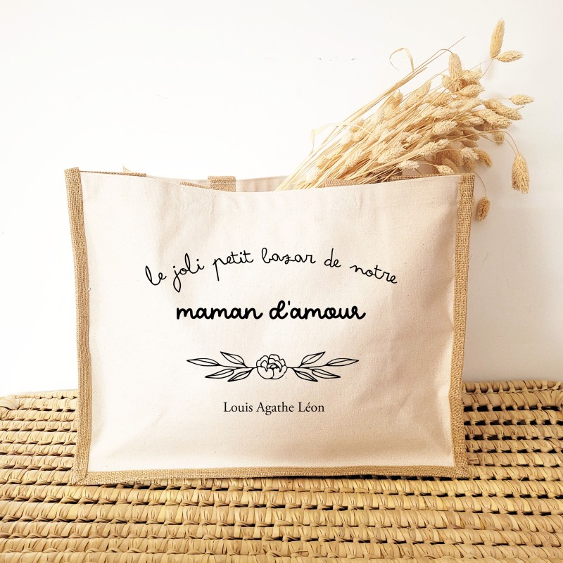 Cabas "Le joli petit bazar de notre maman d'amour" - Fête des mères
