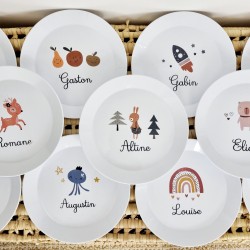Assiette polymère enfant sans BPA illustrée et personnalisée plusieurs motifs - Sweet Chic Accessoires