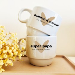 Duo Tasses à Café Personnalisables – Maman Chérie & Papa d’Amour – Cadeau Unique – Atelier Français