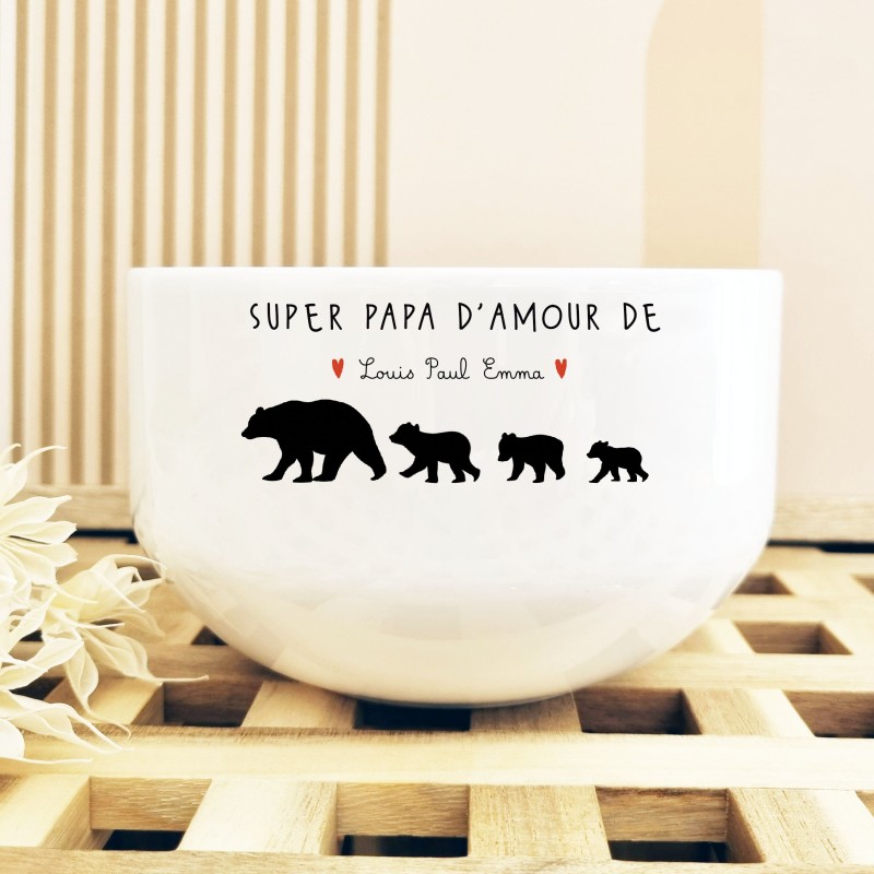 Bol en céramique personnalisé Papa Ours – Super Papa / Papi