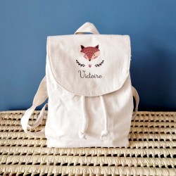Sac à dos personnalisé en coton bio pour enfant motif renarde Victoire – Sweet Chic Accessoires