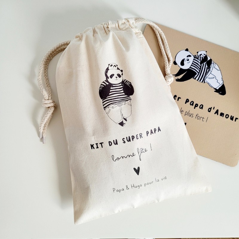 Kit du Super Papa / Papi – Sac personnalisé en coton