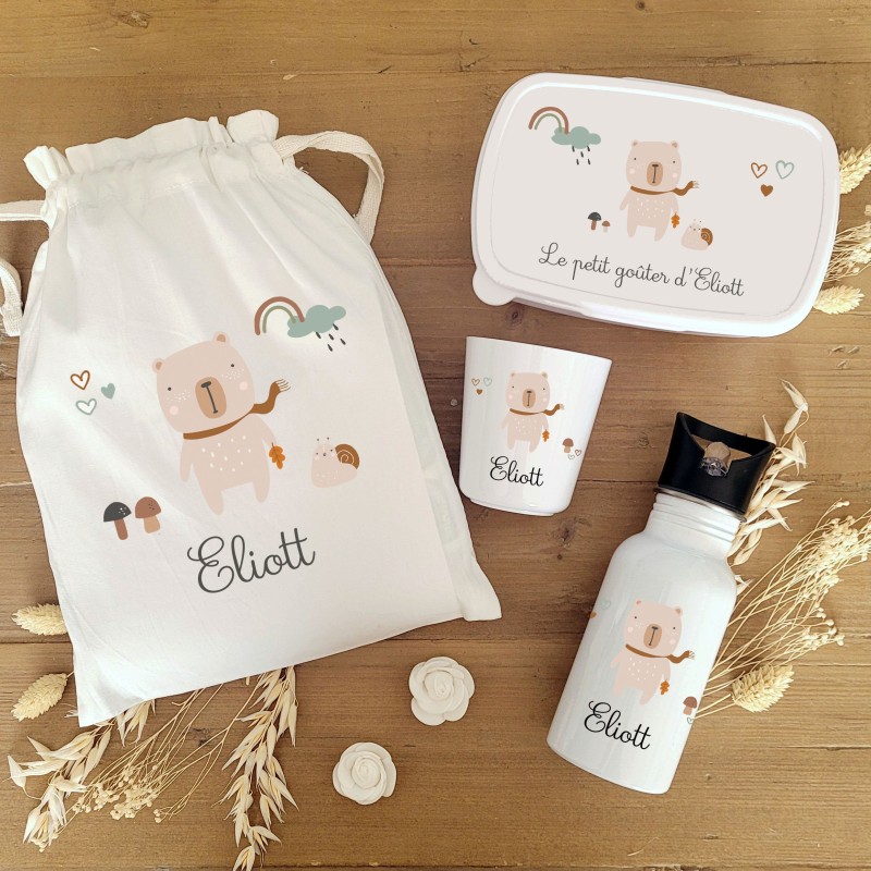 Kit goûter personnalisé motif ourson et escargot – Sweet Chic Accessoires