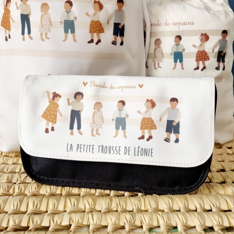 Trousse à crayons personnalisée motif bande de copains - Sweet Chic Accessoires