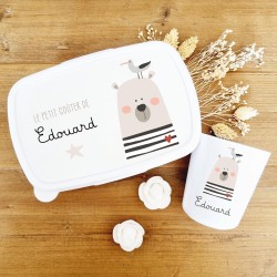 Set goûter personnalisé enfant – Thème Ours Marin & prénom