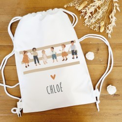 Sac à dos polyester blanc motif bande de copains - Sweet Chic Accessoires