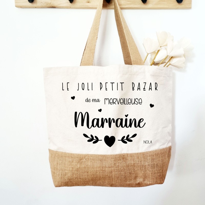 Cabas le joli petit bazar d'une merveilleuse marraine - Sweet Chic Accessoires
