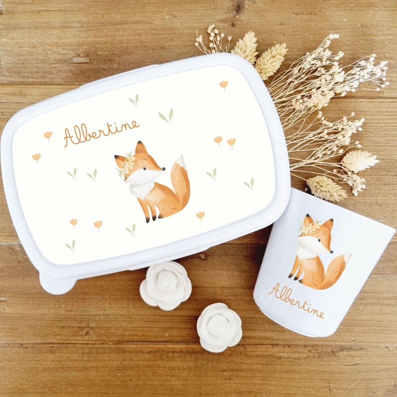 Set goûter personnalisé enfant – Thème Renarde & prénom